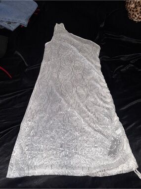 Sleeveless White Floral Lace A-Line Cover up Dress